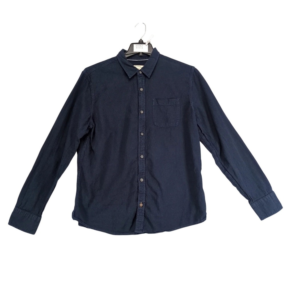 Fat Face UK Navy Linen‎ Cotton Long Sleeve Button Shirt Mens L Coastal Casual